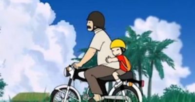 Ngủ gật lưng cha